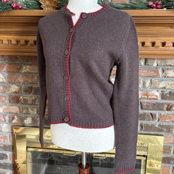 vintage the limited brown wool cardigan Size Medium Fitted See Measurements - Picture 2 of 6